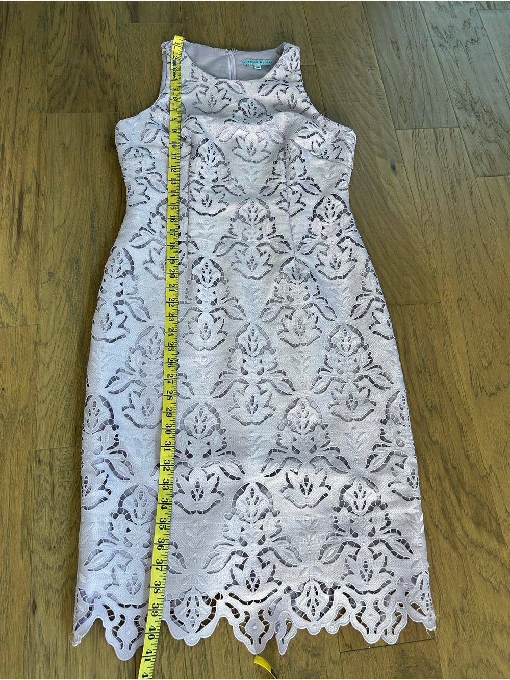 Antonio Melani Lace Sheath Midi Dress Lavender Size 4 - Picture 9 of 12